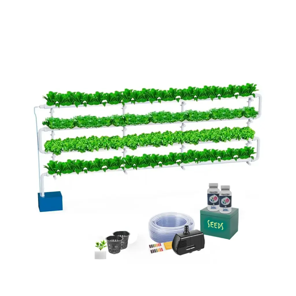Kit hidropônico N5P NFT System para 96 plantas, jardim interno completo com nutrientes, sementes e acessórios