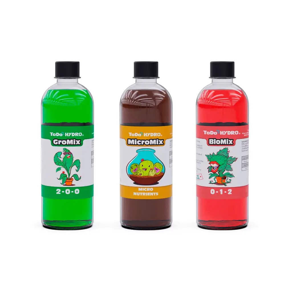 Sistema de nutrientes da linha ToDo Hydro Mix, pacote de fórmula para crescimento de plantas, 3 soluções de 200 ml