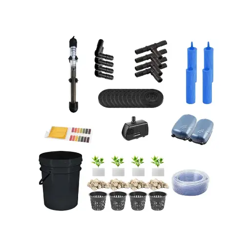 Grow Pot RDWC 20L Kit Sistema hidropônico de 5 baldes com bombas de ar, nutrientes, vasos de rede e reservatório de água