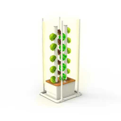 [KITWNUTRN18] Kit hidropônico N18 Tower System para 20 plantas, jardim interno completo com nutrientes, sementes e acessórios
