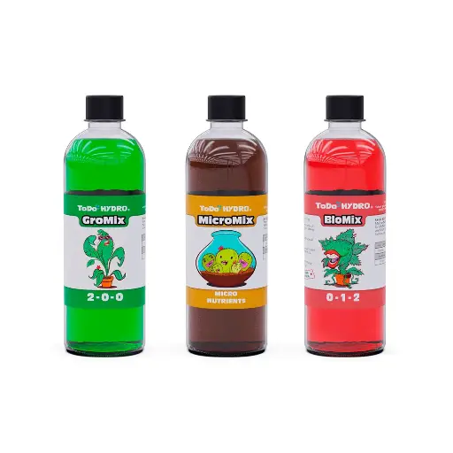 [NUTR1] Sistema de nutrientes da linha ToDo Hydro Mix, pacote de fórmula para crescimento de plantas, 3 soluções de 200 ml